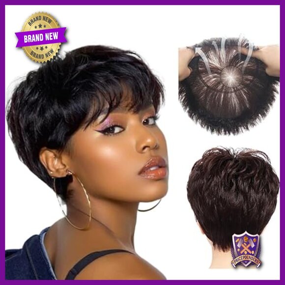 Brazilian Human Hair Pixie Cut Wig Handmade Short Bob 8in main image 5